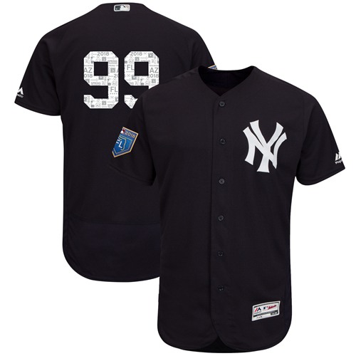 Yankees #99 Aaron Judge Navy Blue 2018 Spring Training Authentic Flex Base Stitched MLB Jersey - Click Image to Close